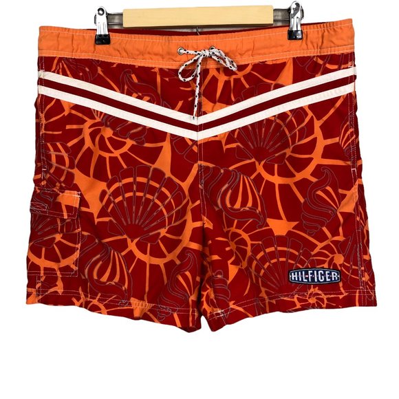 Vintage Tommy Hilfiger Swim Trunks Shorts Men's Medium Shells Brief Lined Pocket - Picture 1 of 12